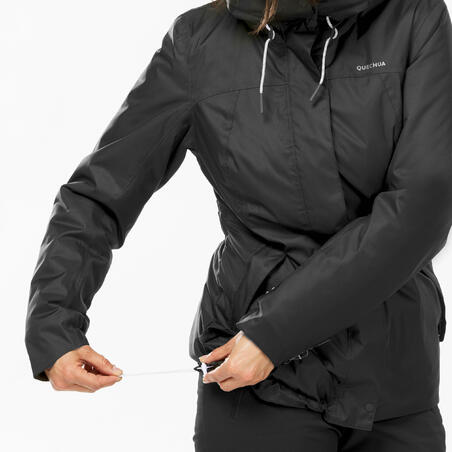 Куртка жіноча SH100 X-Warm для туризму водонепроникна чорна