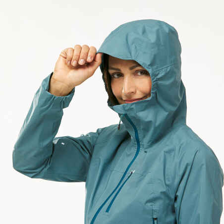 Regenjacke Speed Hiking FH500 Rain wasserdicht ultraleicht Damen blau 