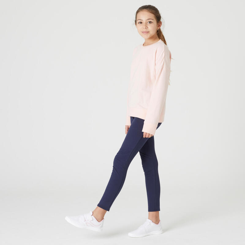 Legging chaud fille french terry coton - Basique marine