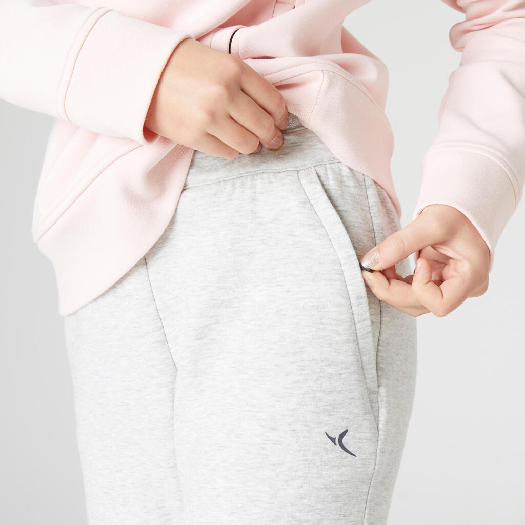 Pantalón cálido slim algodón transp 500 niños GIMNASIA INFANTIL gris bolsillos c