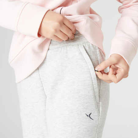 Kids' Breathable Cotton Jogging Bottoms 900 - Light Mottled Grey