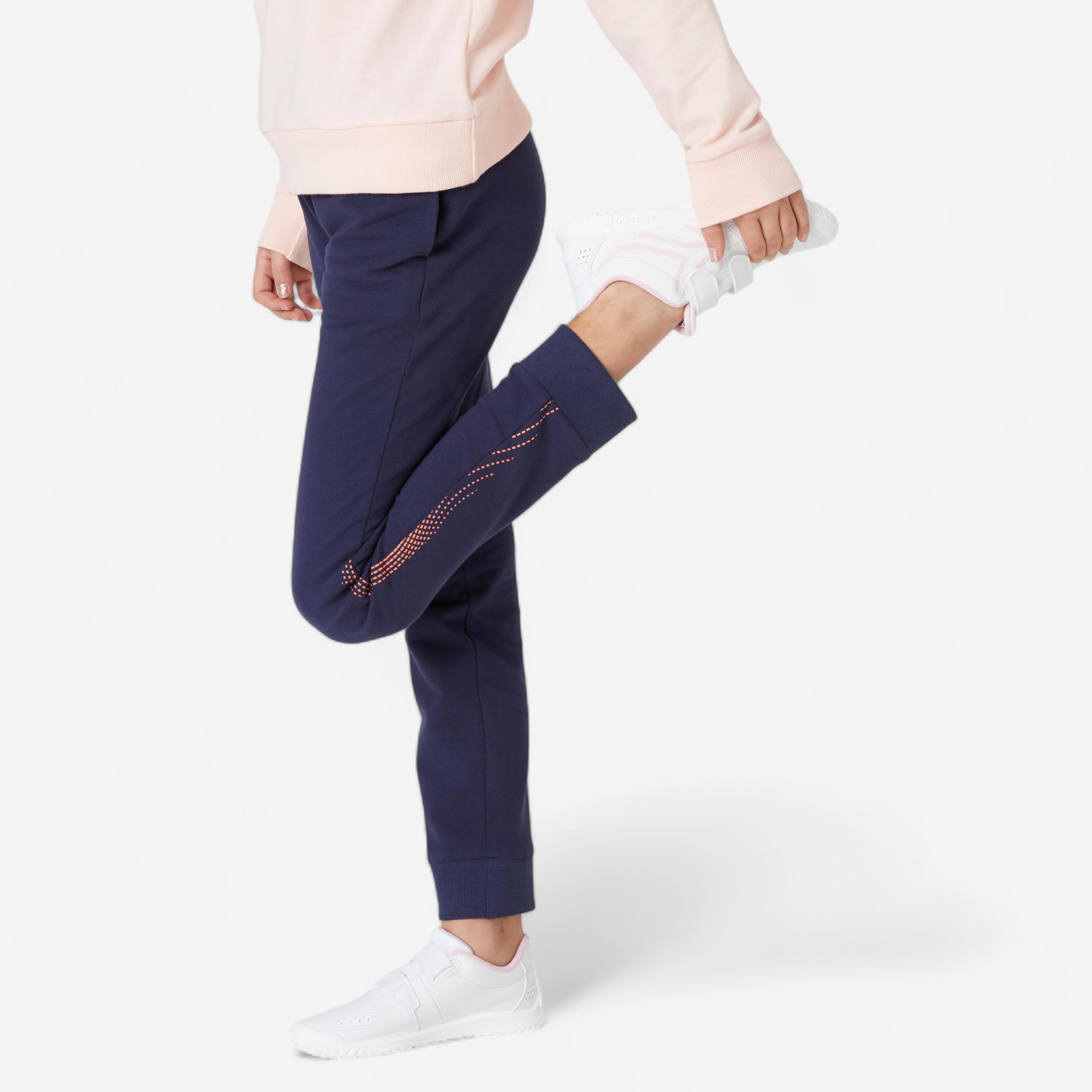 Pantalon de jogging french terry droit coton enfant fille 100