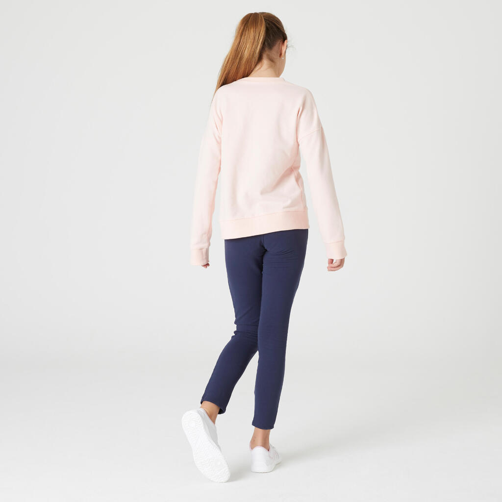 Sweatshirt Basic Rundhalsausschnitt French Terry Baumwolle Kinder rosa