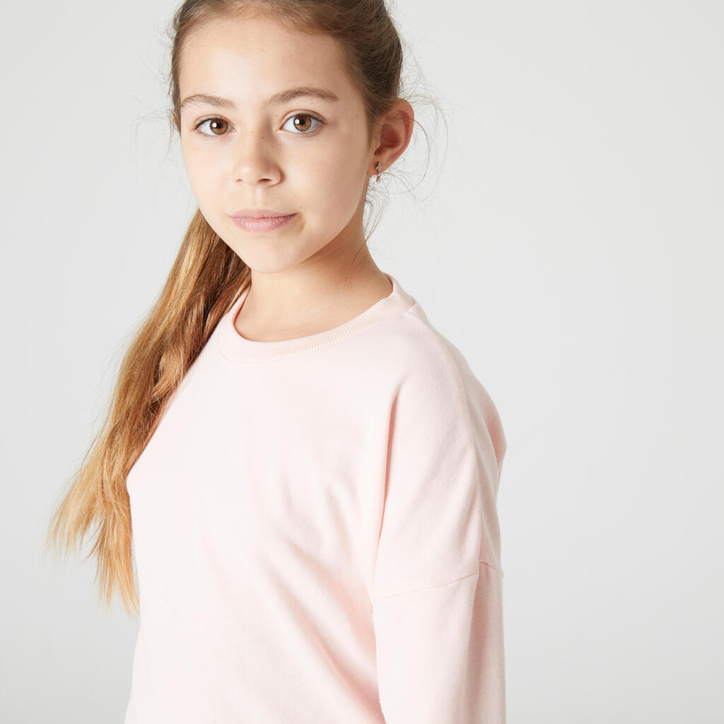 Sweatshirt Basic Rundhalsausschnitt French Terry Baumwolle Kinder rosa