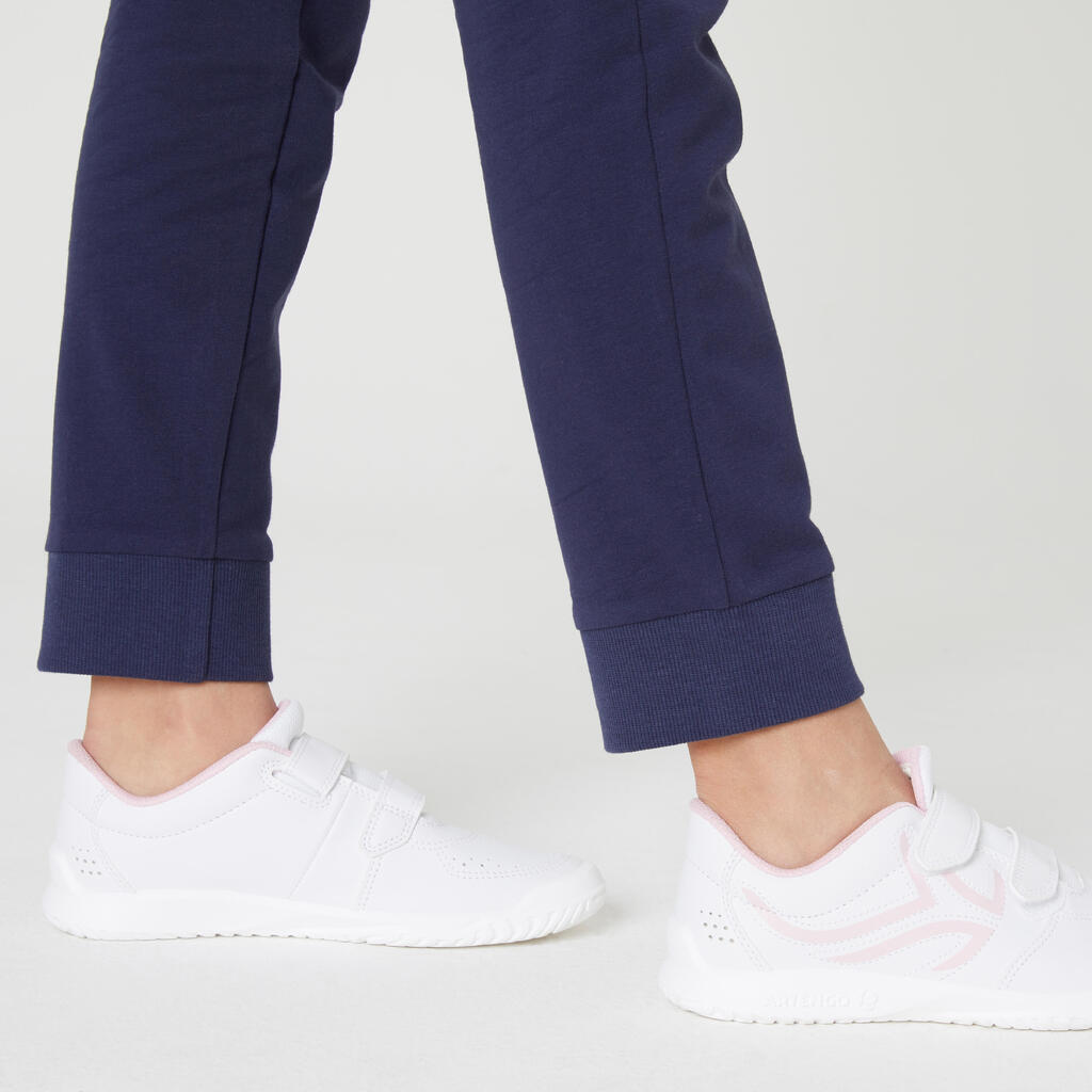 Pantalon de jogging french terry droit coton enfant fille - 100 marine