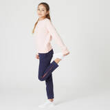 Girls' Warm French Terry Cotton Jogging Bottoms - Basic Navy