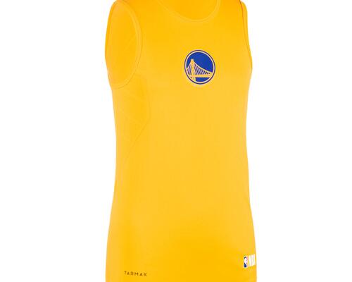 SOUS MAILLOT BASKETBALL JUNIOR - COUPE SLIM - JAUNE NBA GOLDEN STATE WARRIORS