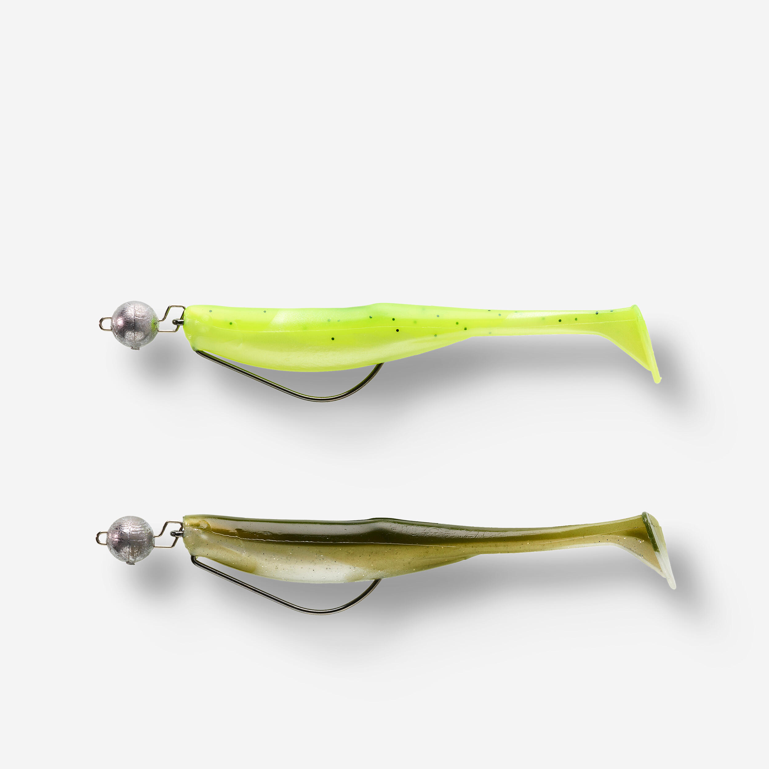 130 lure fishing soft bait kit - Fluo lime, Olive green - Caperlan -  Decathlon