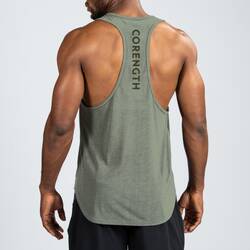 Men's Breathable Performance Weight Training Stringer Tank Top - Light Khaki