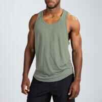 Men's Breathable Performance Weight Training Stringer Tank Top - Light Khaki