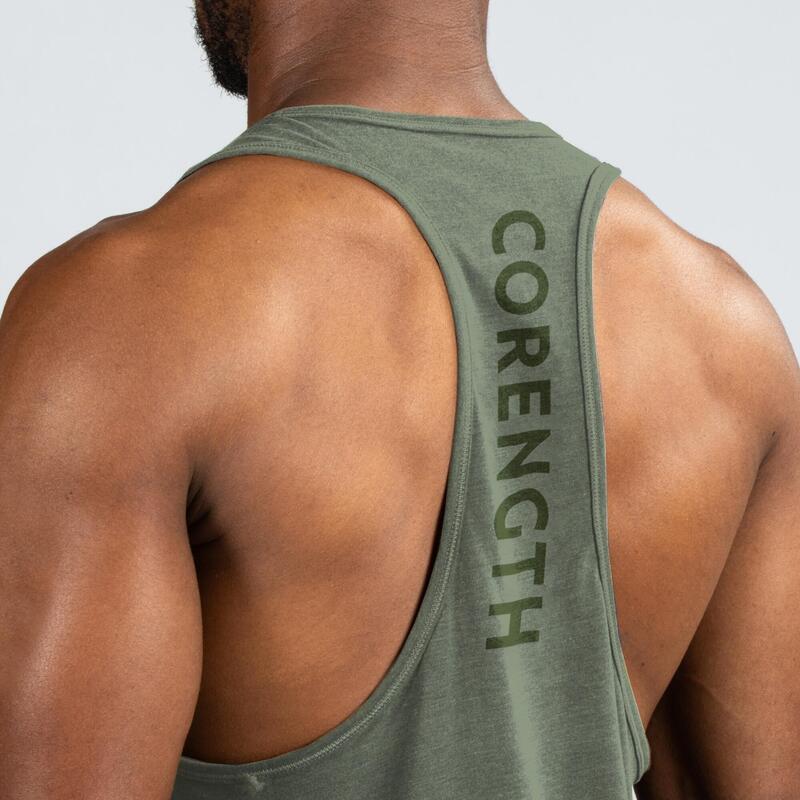 Ademende stringer tank top voor krachttraining heren lichtkaki