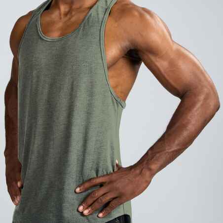 Men's Breathable Performance Weight Training Stringer Tank Top - Light Khaki