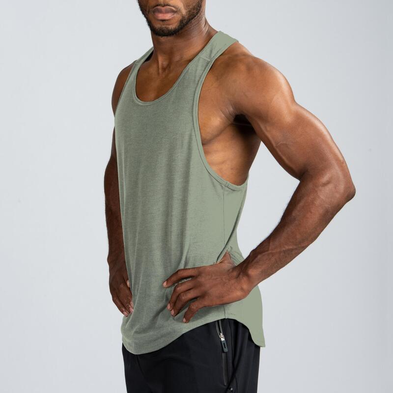 Camiseta Sin Mangas Stringer Musculación Hombre Negro Transpirable