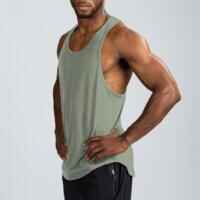 Men's Breathable Performance Weight Training Stringer Tank Top - Light Khaki