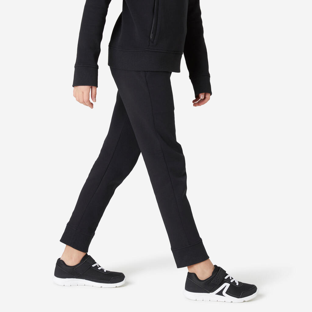 Kids' Breathable Cotton Jogging Bottoms 900 - Black