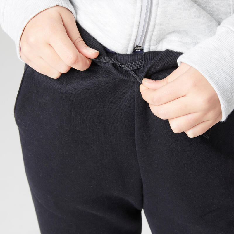 Pantaloni bambina ginnastica 500 misto cotone felpato neri