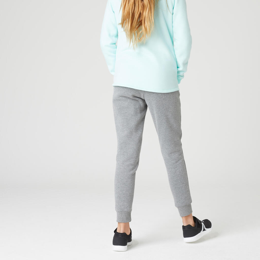 Girls' Warm Jogging Bottoms 500 - Mid Grey Marl