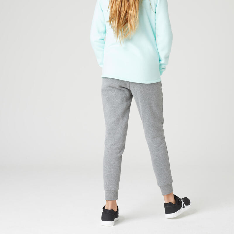 Pantalón cálido 100 niña y niño GIMNASIA INFANTIL algodón gris claro estampado