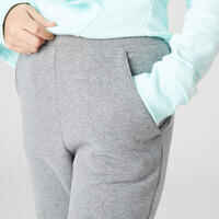 Girls' Warm Jogging Bottoms 500 - Mid Grey Marl