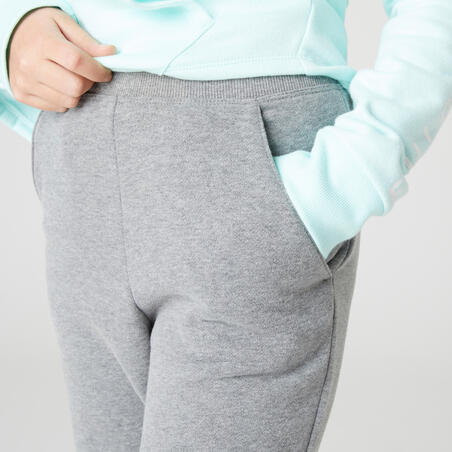 Pantalon de jogging chaud enfant fille - 500 gris chiné moyen - Decathlon
