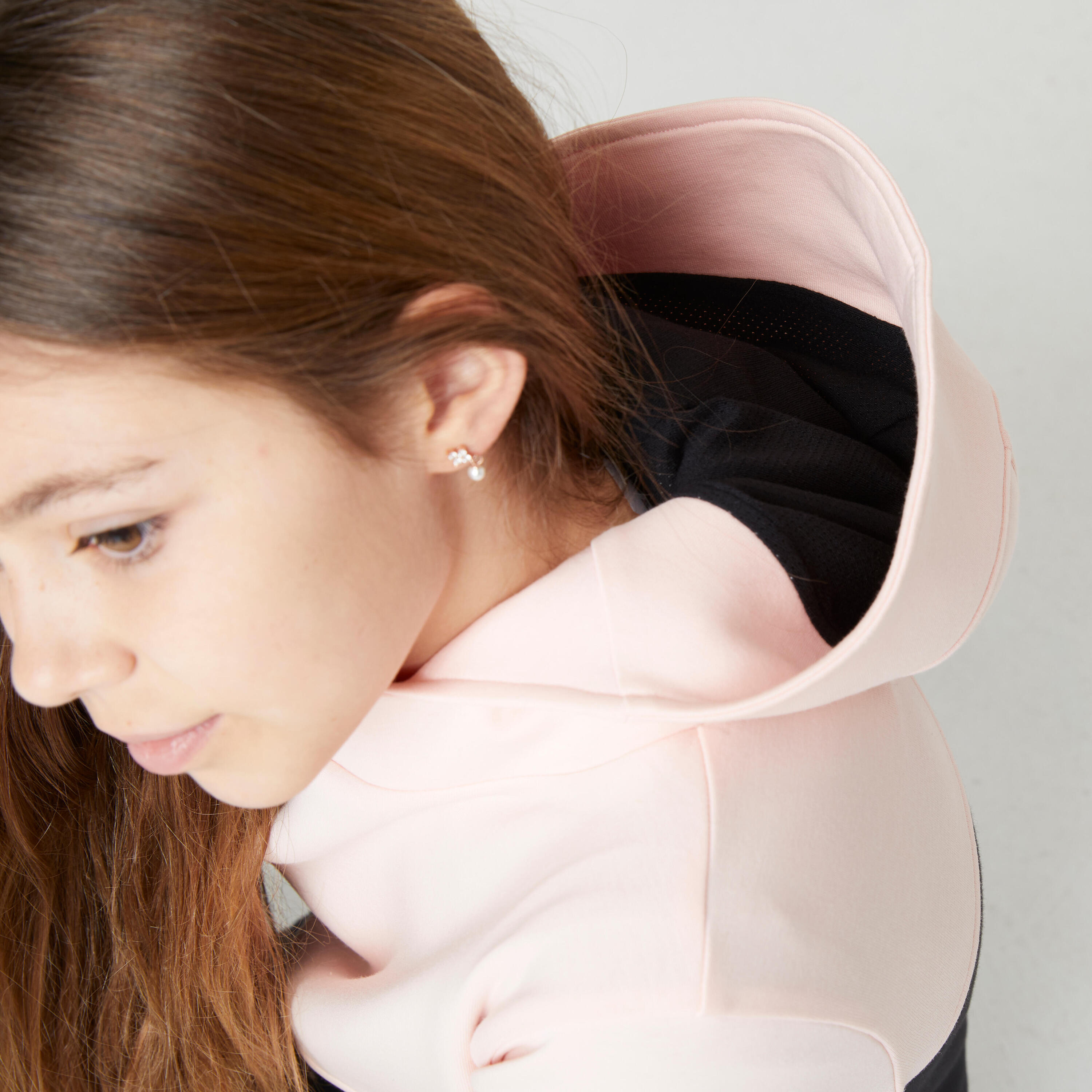 Sudadera con capucha niños algodón transpirable - 500 rosa y negro  4/10