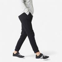 Girls' Warm Brushed Jersey Jogging Bottoms 500 - Black