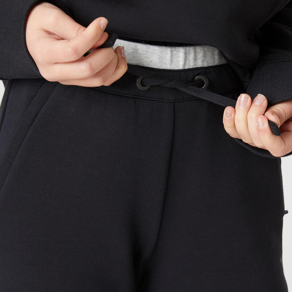 Kids' Breathable Cotton Jogging Bottoms 900 - Black