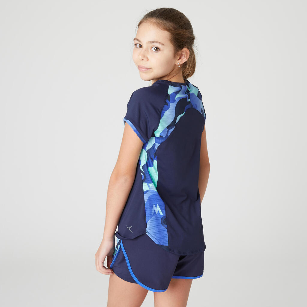 Girls' Breathable Synthetic T-Shirt - Navy Blue