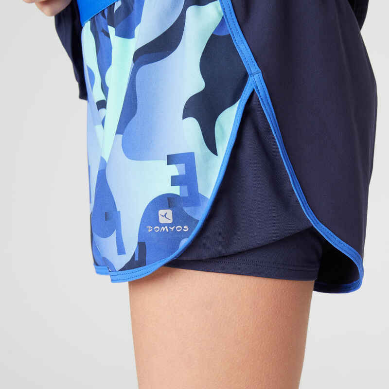 Girls' 2-in-1 Shorts - Blue/Print