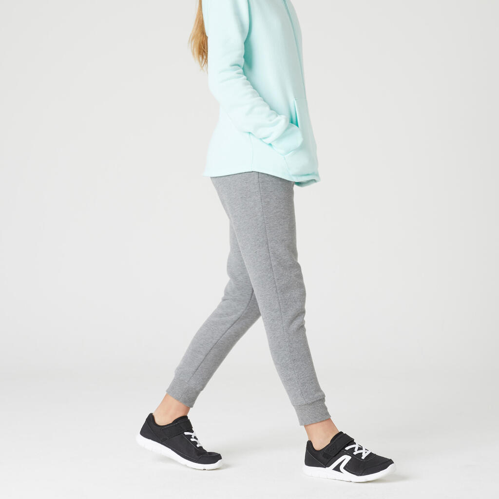 Girls' Warm Jogging Bottoms 500 - Mid Grey Marl