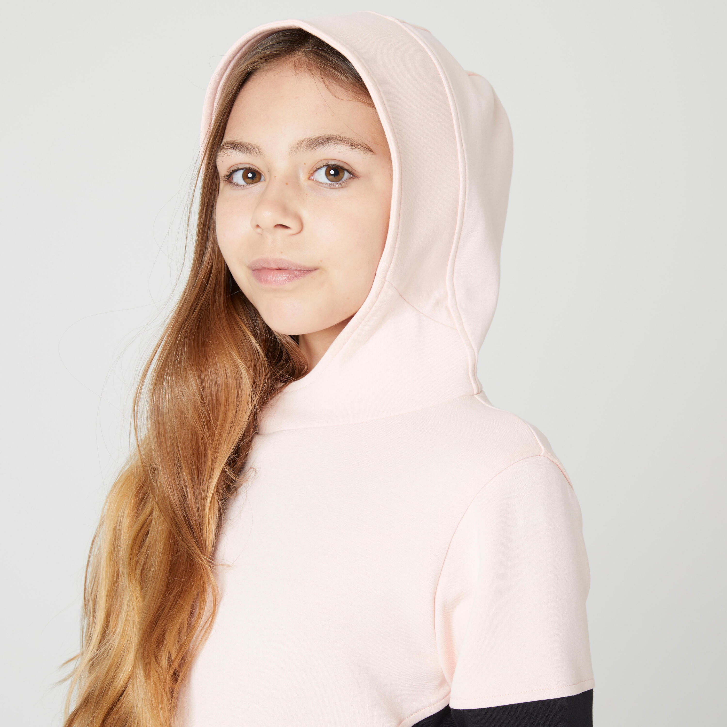 Sudadera con capucha niños algodón transpirable - 500 rosa y negro  3/10