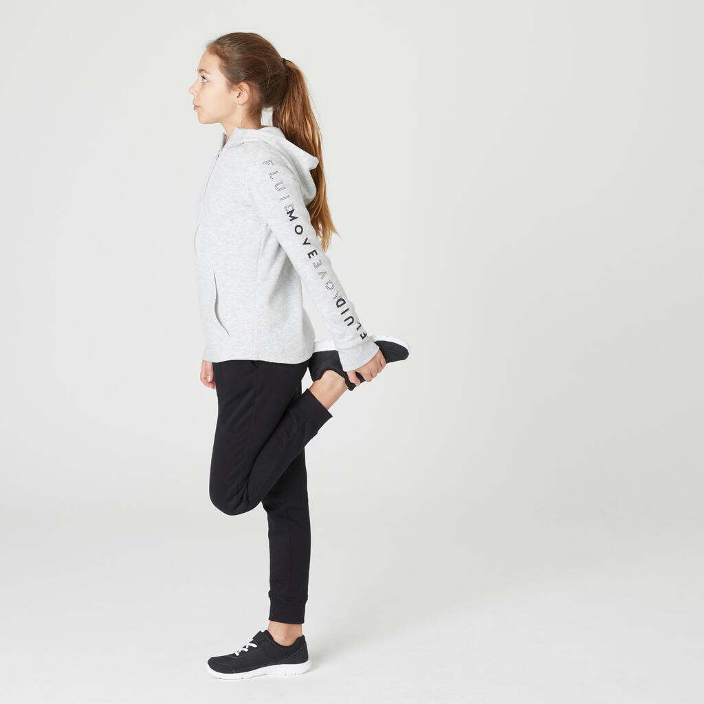 Dievčenské nohavice 500 na cvičenie sivé 