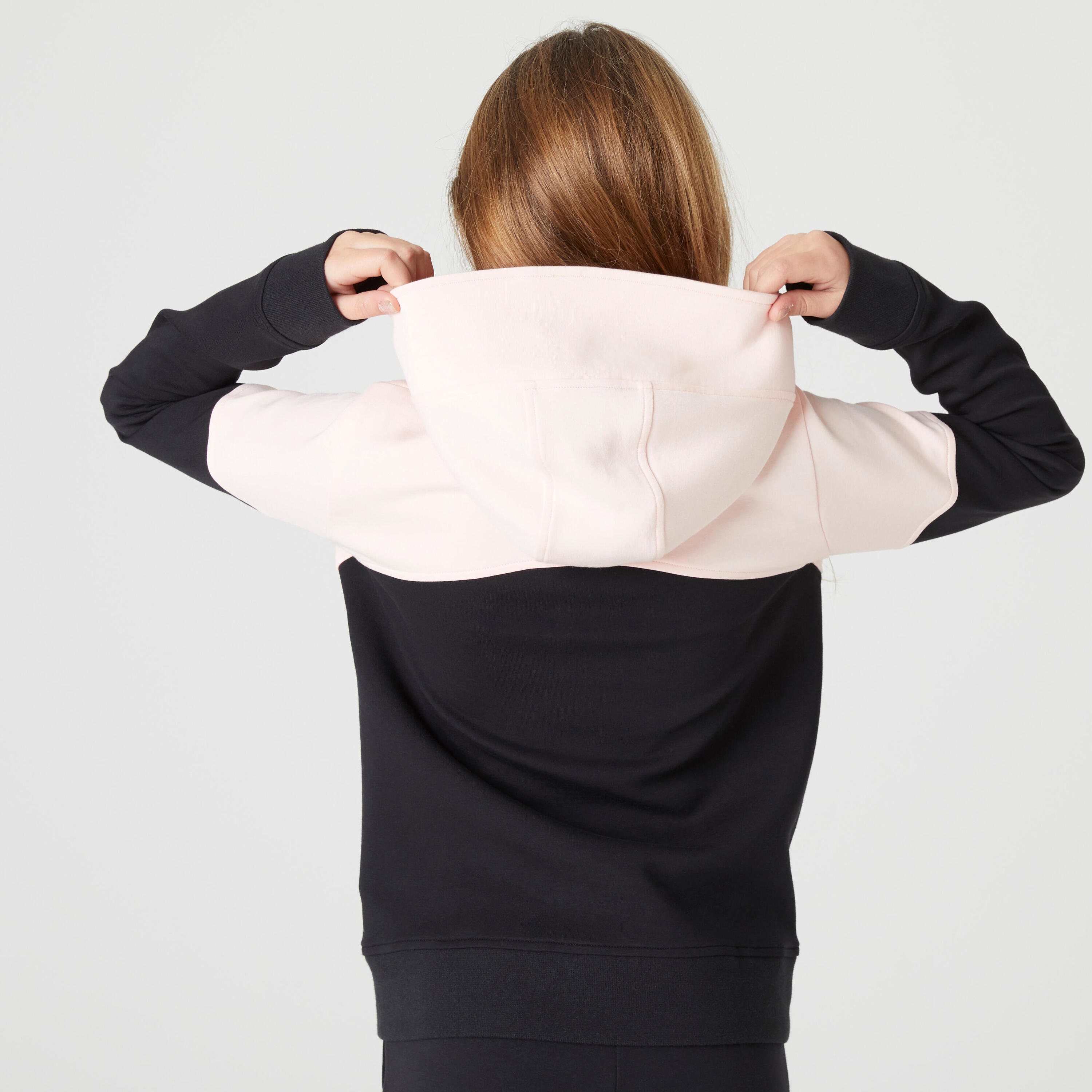 Sudadera con capucha niños algodón transpirable - 500 rosa y negro  5/10