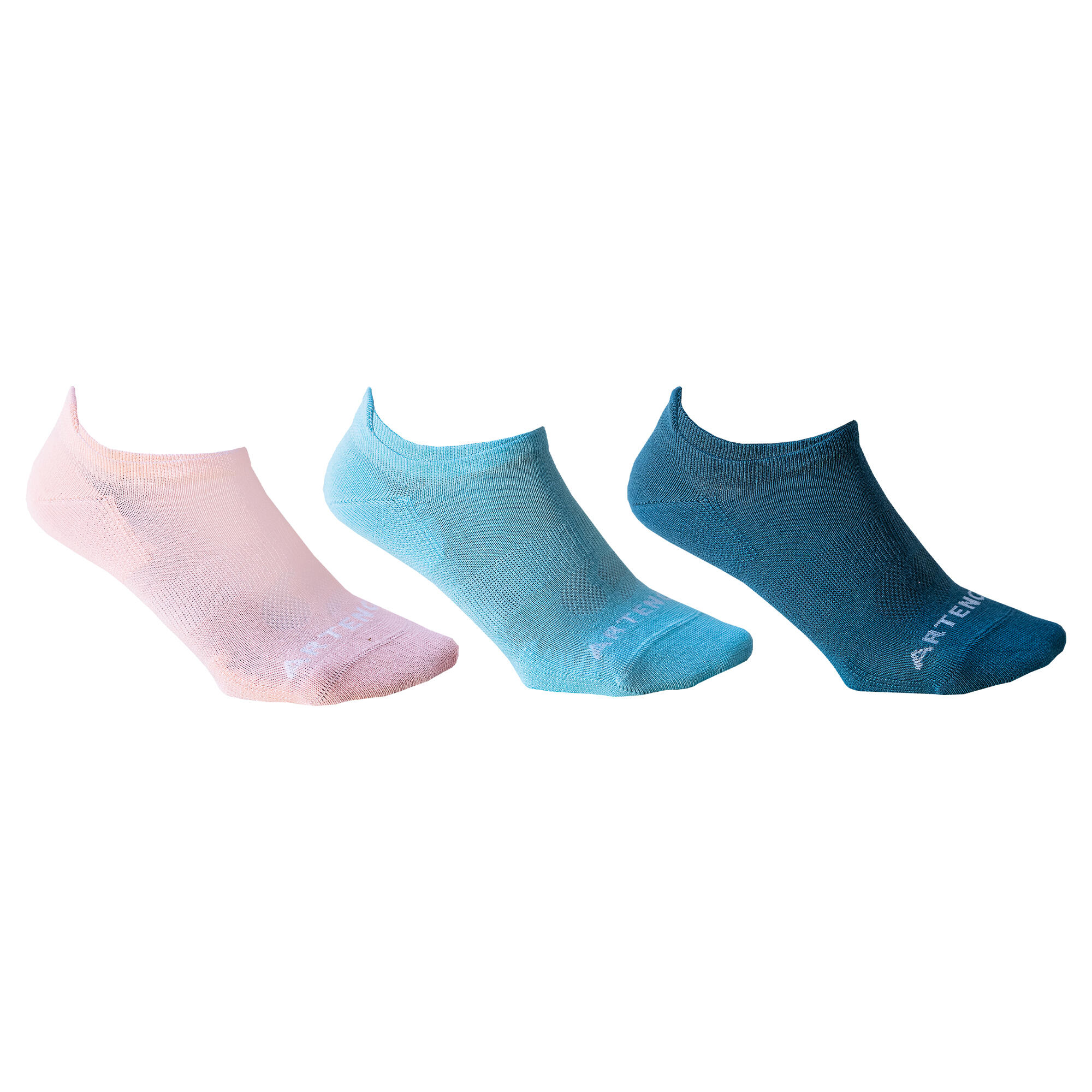Adult Tennis Socks Low Ankle x3 - RS160 Pink/Turquoise/Sky Blue