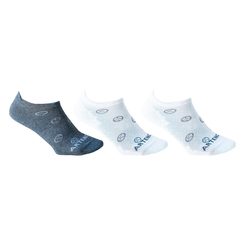Nízké tenisové ponožky RS160 šedé, bílé 3 páry 
