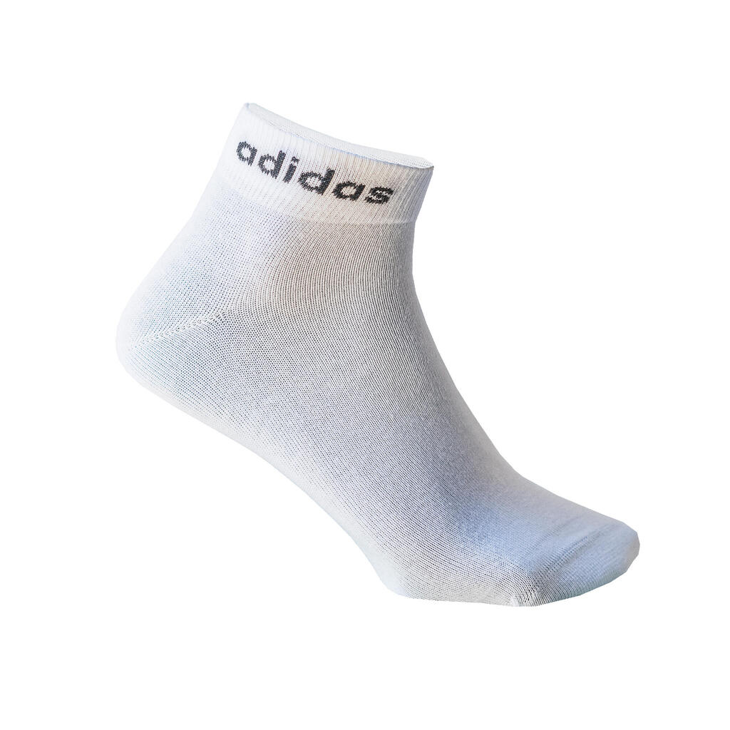 Športové ponožky stredne vysoké 3 páry čierne, biele a sivé (tenké)