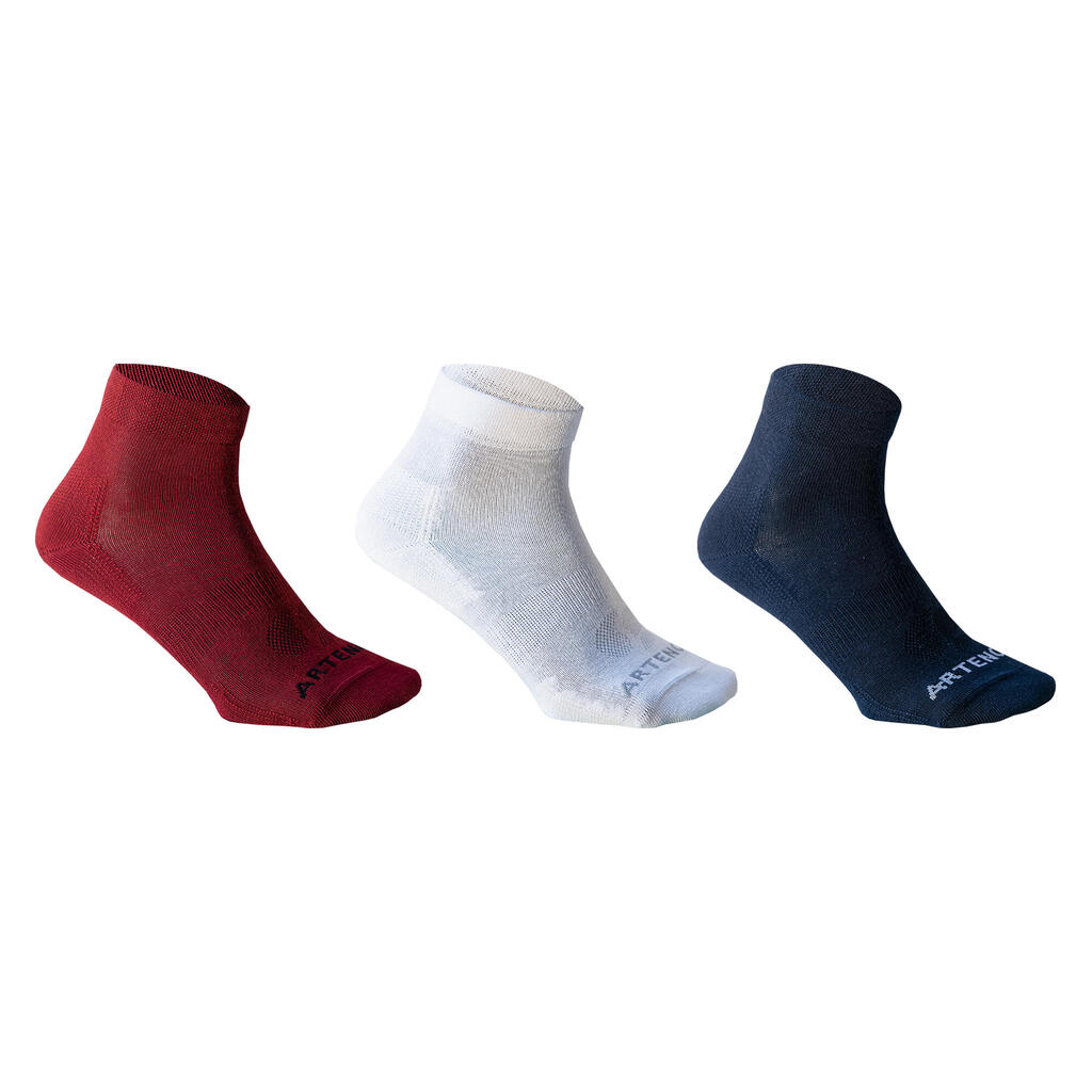 Tennissocken RS 160 Mid 3er-Pack bordeaux/weiss/marineblau