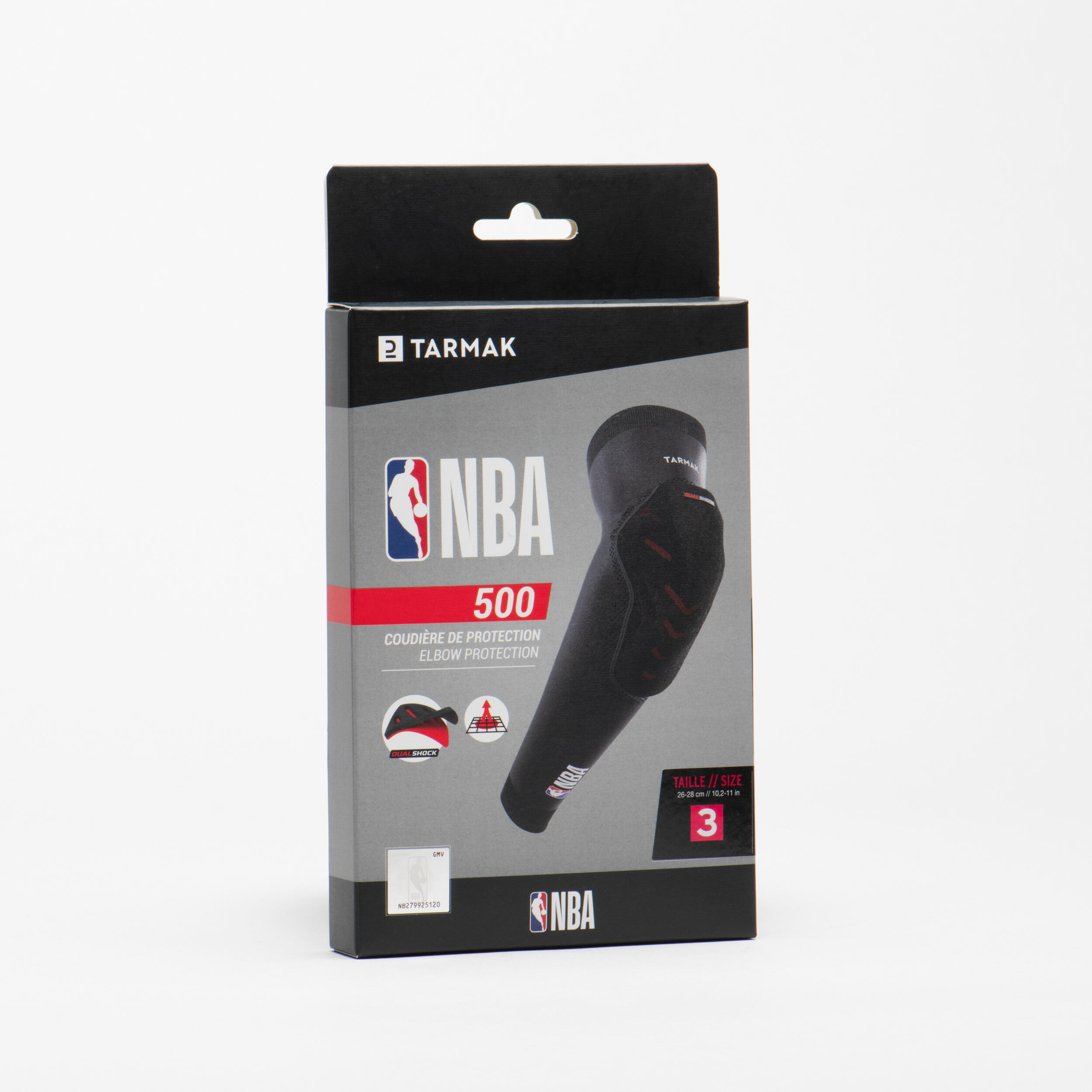 Adult Protective Basketball Arm Sleeve NBA Dualshock EP500 - Black 8/9