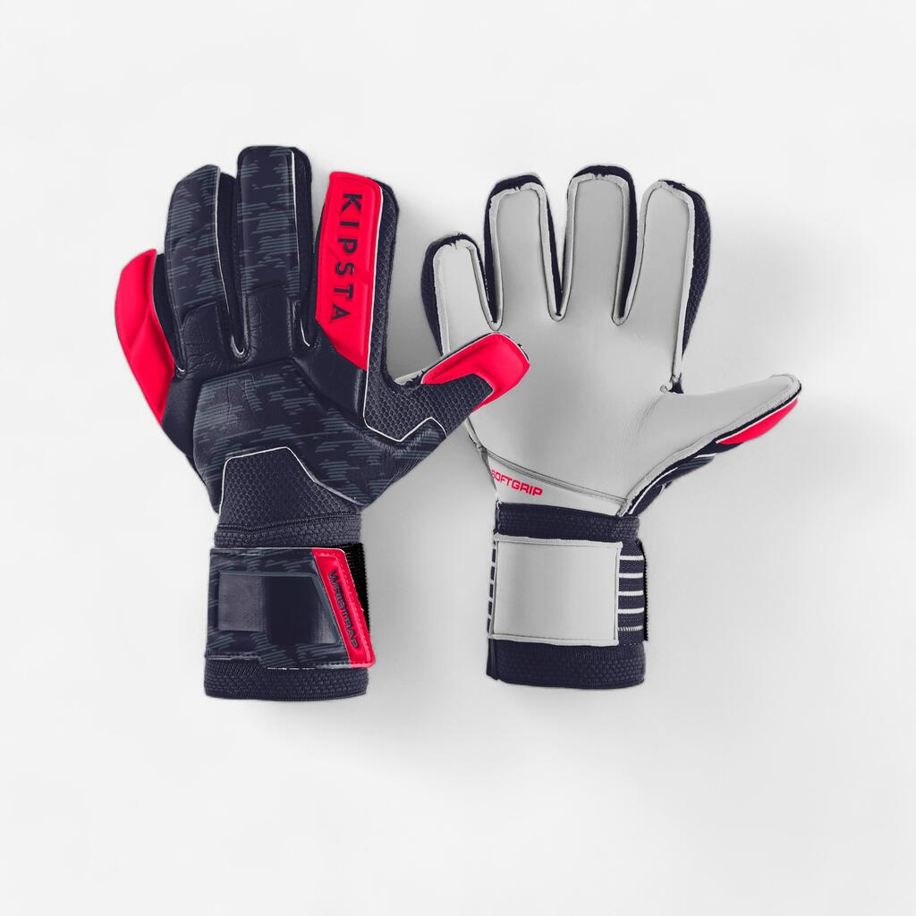 Adult Football Goalkeeper Gloves F500 - Navy Blue/Pink