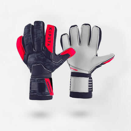 Gants de gardien de football adulte F500 bleu marine rose