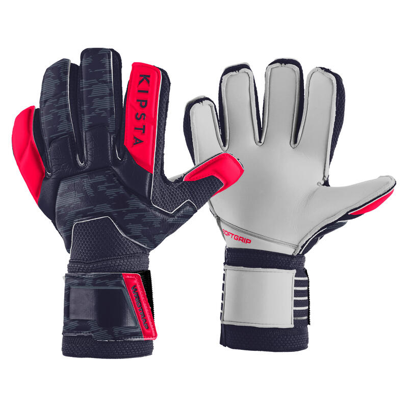 Fotbalové brankářské rukavice F500 tmavě modro-růžové
