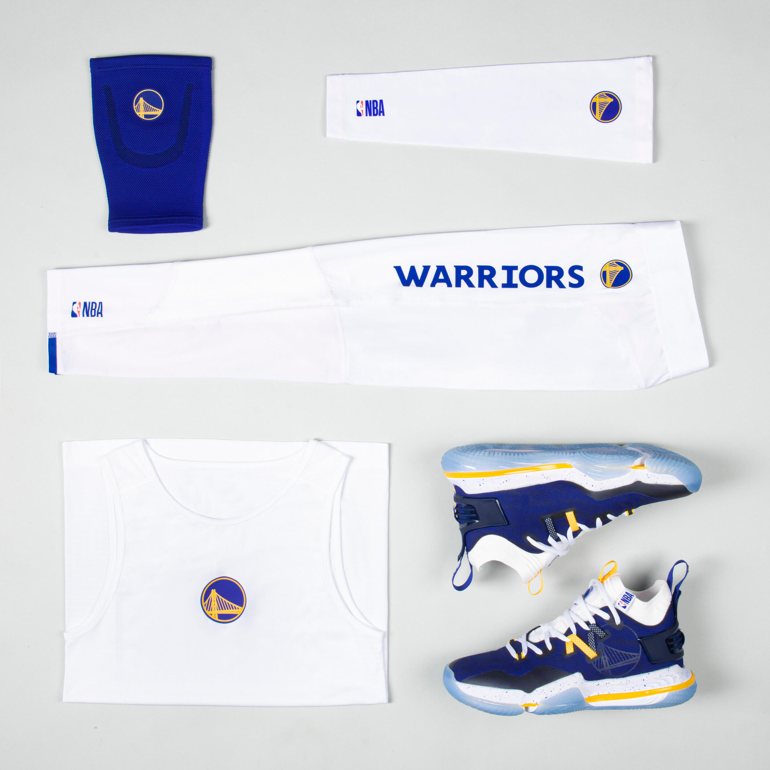 Adult 3/4 Basketball Leggings 500 - NBA Golden State Warriors/White 6/10