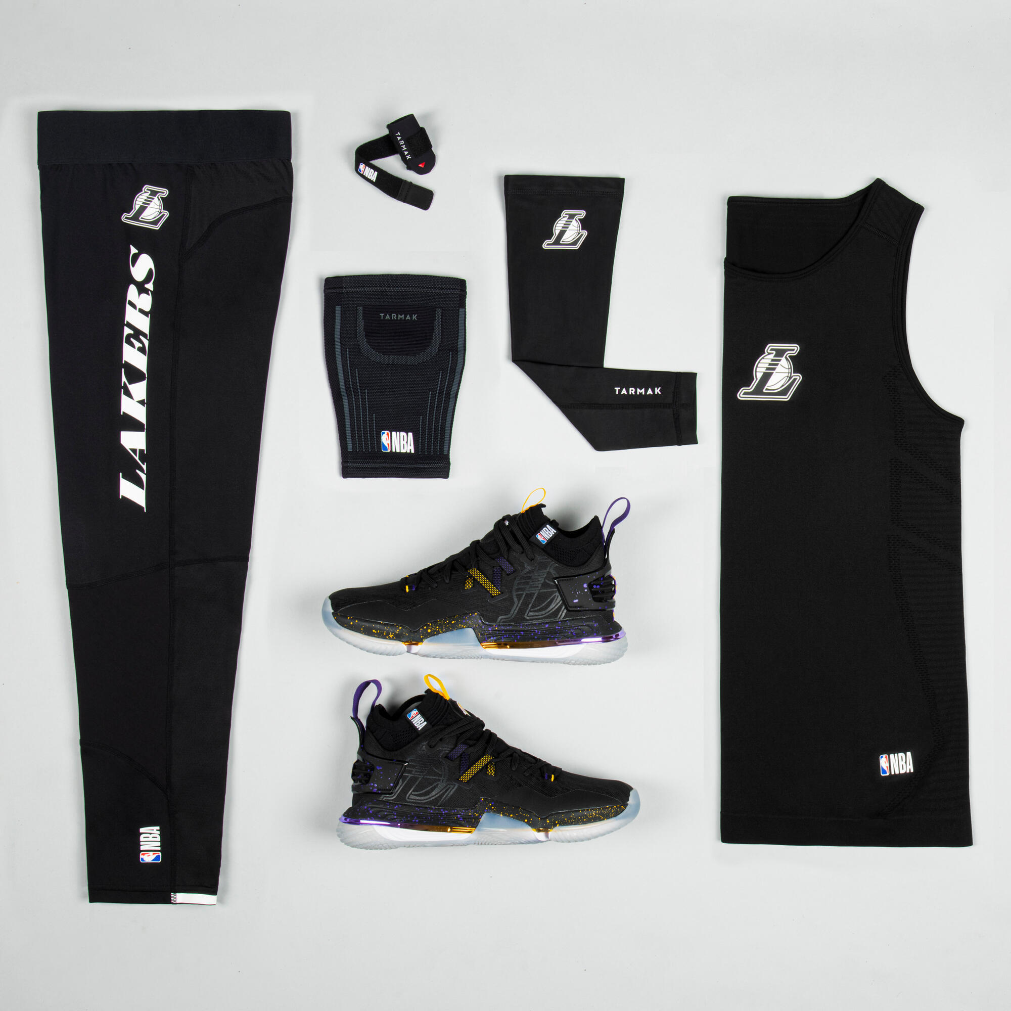 NBA Los Angeles Lakers Adulto 3/4 Basketball Legging - 500 nero