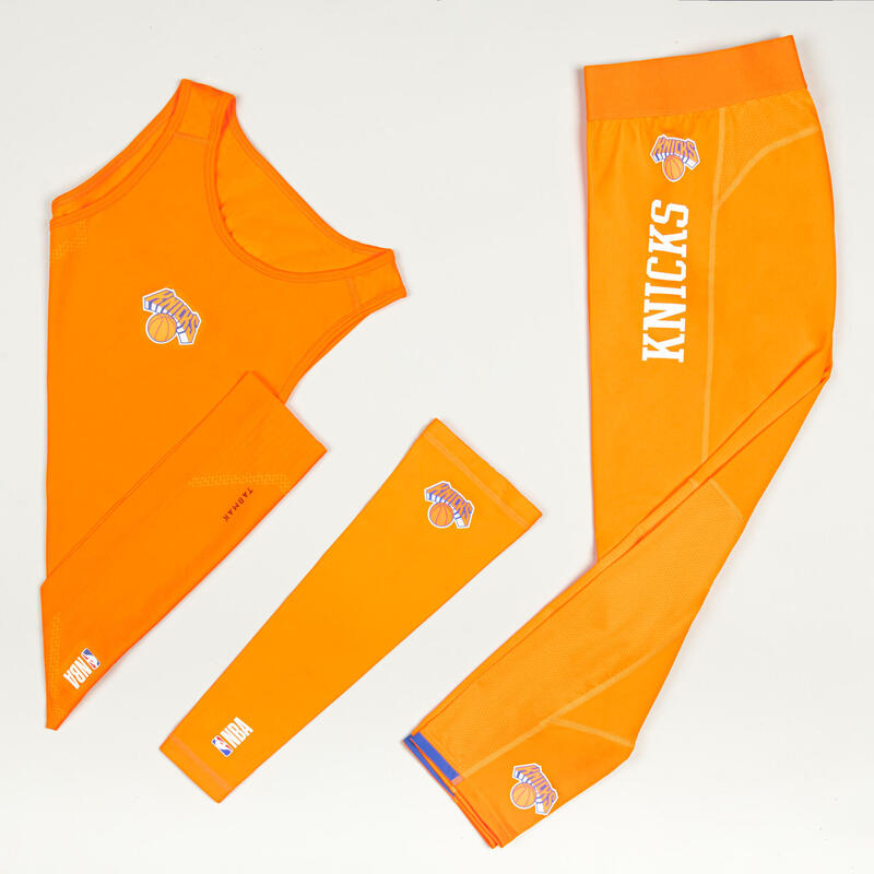 Shooting sleeve voor basketbal NBA New York Knicks E500 oranje