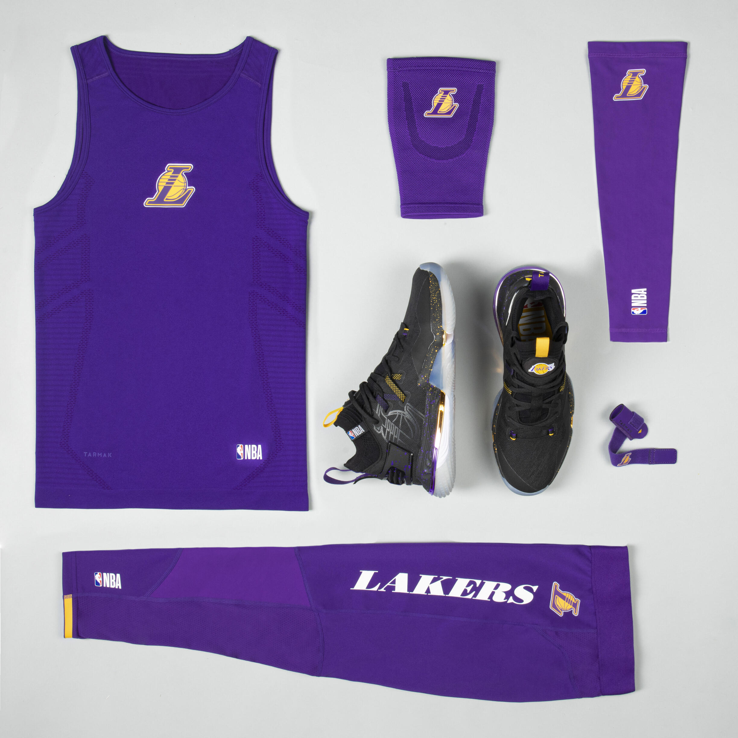 Men's Slim Fit Basketball Base Layer Jersey UT500 - NBA Los Angeles Lakers 5/10