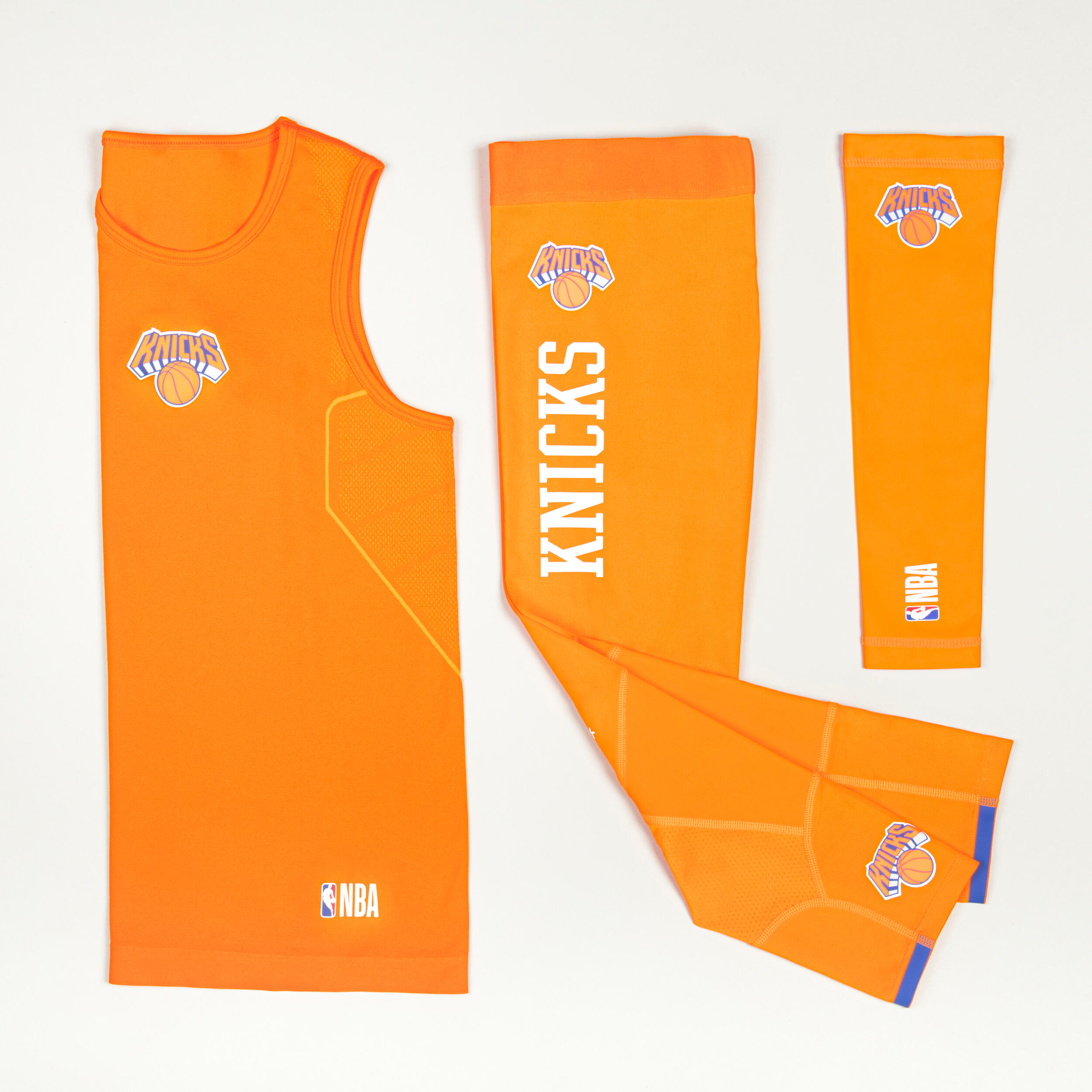 Kids' Basketball Elbow Guard E500 - Orange/NBA New York Knicks 8/10