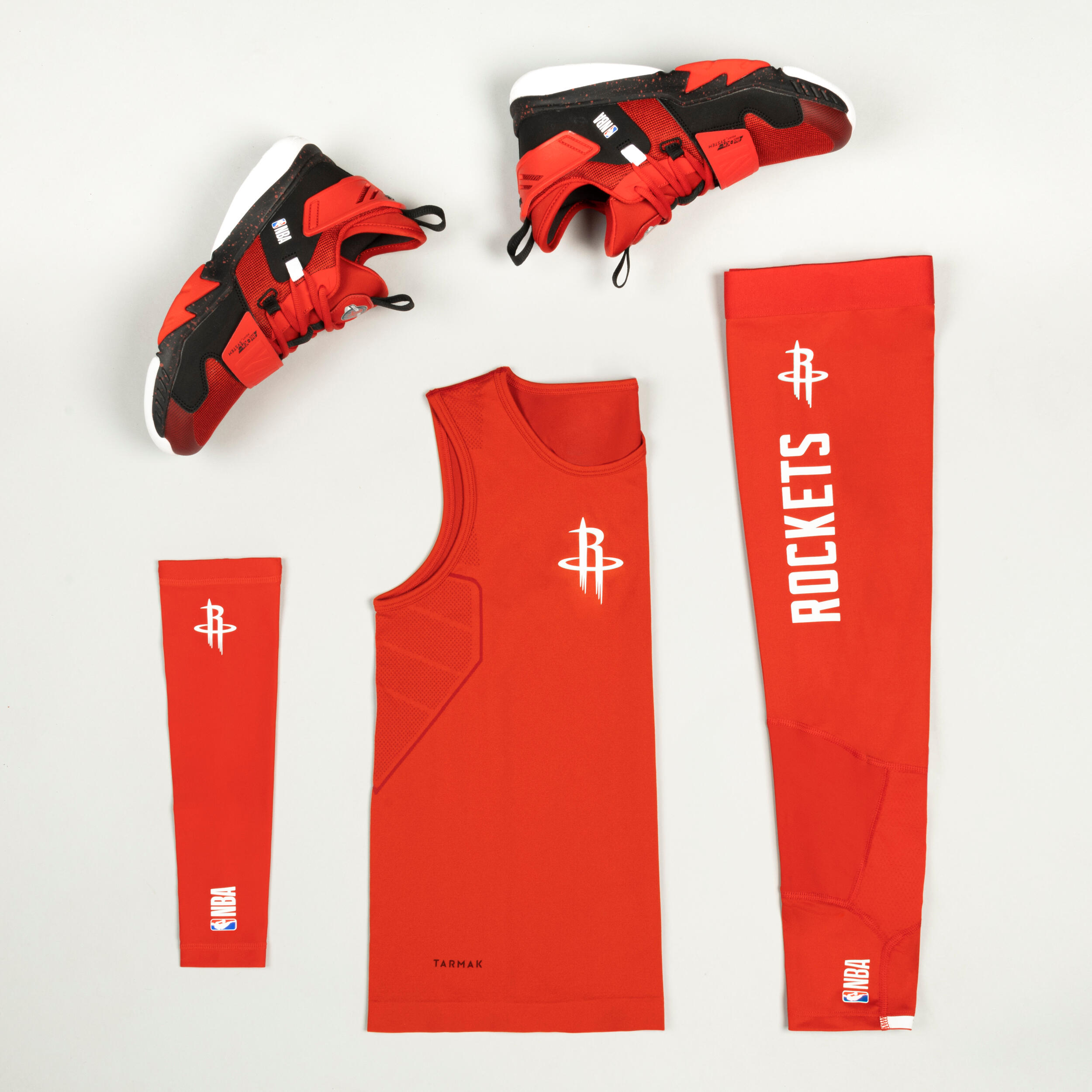 Boys Girls Capri Basketball Leggings Red NBA Houston Rockets Decathlon