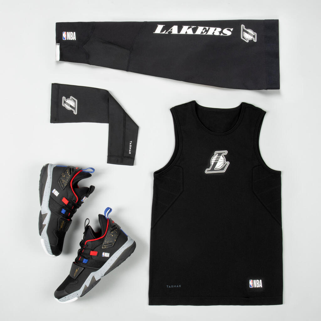 Kids' Slim Fit Basketball Base Layer Top UT500 - Blue/NBA Los Angeles Clippers