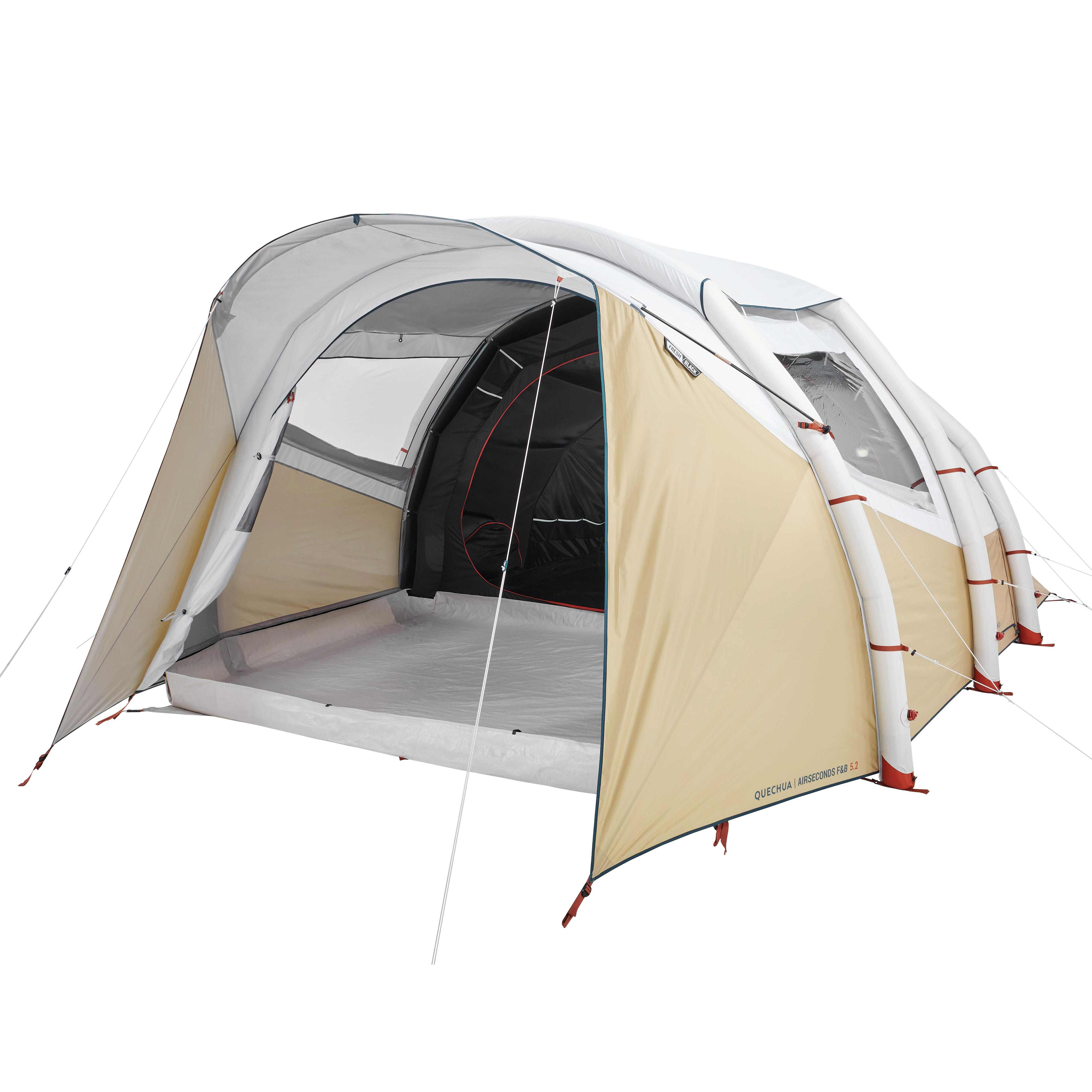 Tenda Gonfiabile Campeggio Air Seconds 52 Freshblack 5 Posti 2 Camere Quechua Decathlon