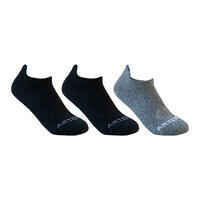 Kids' Low-Cut Tennis Socks Tri-Pack RS 160 - Black/Black/Grey